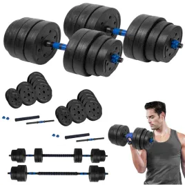 hantel-bitumiczny-regulowany-2x20kg-do-cwiczen-ciezarek-gryf-lacznik-zestaw