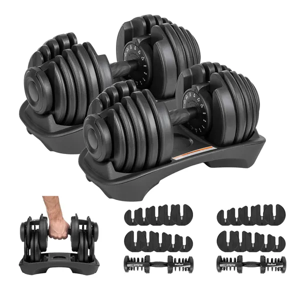 Hantel żeliwny regulowany gumowany hantle 2x24 kg regulowane żeliwo hantla