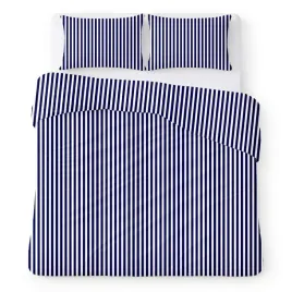 posciel-bawelniana-200x220-biala-w-granatowe-paski-klasyczny-cotton-home