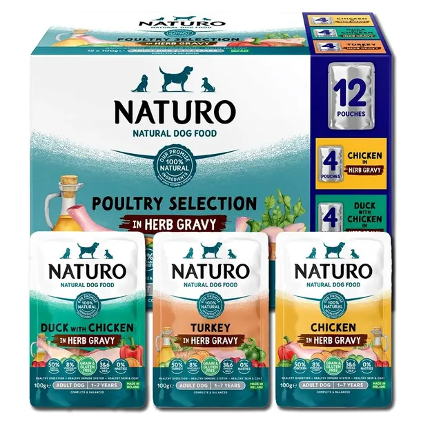 Naturo Mini Adult Bezzbożowa karma dla psów w Sosie Ziołowym 12x100g