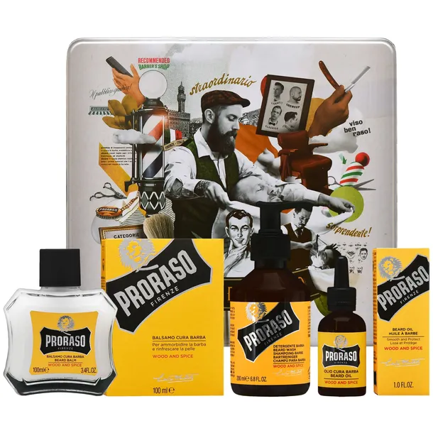 Proraso Wood&Spice Beard Kit kosmetyki do brody zestaw 100ml + 200ml + 30ml