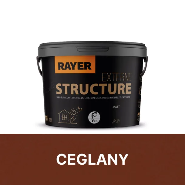 Farba elewacyjna strukturalna Rayer 10 l ceglany, fasadowa na elewacje