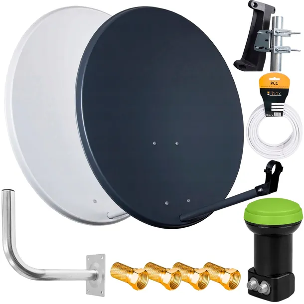 ANTENA CZASZA SATELITARNA TALERZ 80cm ZESTAW KONWERTER SINGLE 4K KABEL 25m