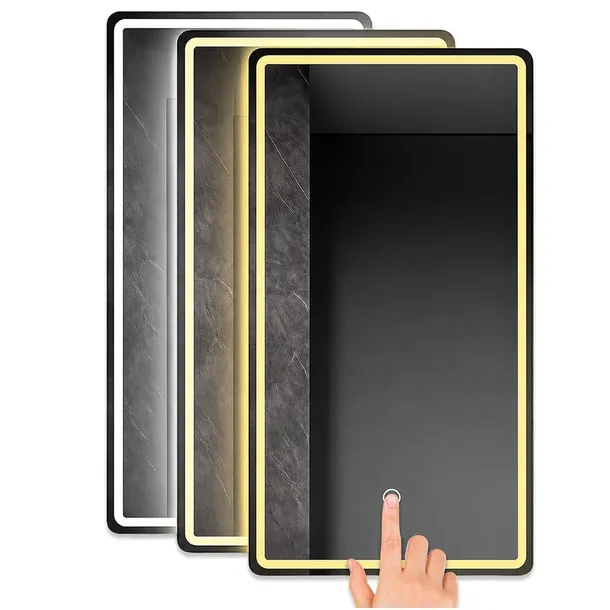 LUSTRO ŁAZIENKOWE PODŚWIETLANE LED PROSTOKĄTNE WŁĄCZNIK DOTYKOWY 50X70CM