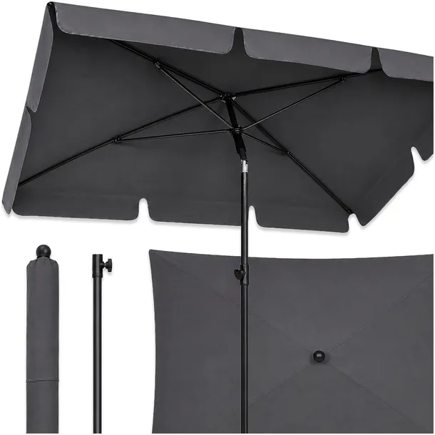 PARASOL OGRODOWY BALKONOWY PROSTOKĄTNY DUŻY NA BALKON OGRÓD 200X130CM SZARY