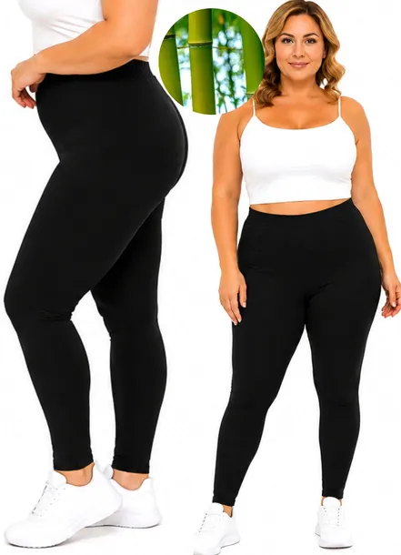 LEGINSY bambusowe GETRY CZARNE SPORT DUŻE 3XL/4XL