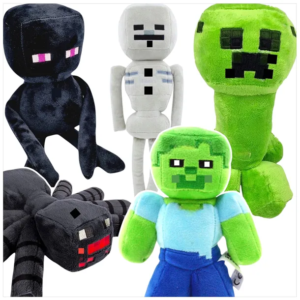 MASKOTKI Z GRY MINECRAFT ZESTAW 5w1 CREEPY ZOMBIE PAJĄK ENDERMAN SZKIELET
