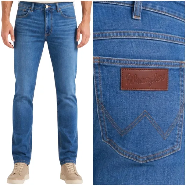 Wrangler Greensboro bawełniane elastyczne proste spodnie jeansowe W36 L30