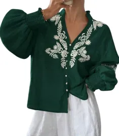 elegancka-zielona-bluzka-z-haftem-szeroki-rekaw-luzna-oversize-rozmiar-xl