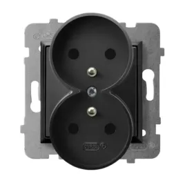 ospel-aria-gniazdo-podwojne-z-uziemieniem-kolor-czarny-metal-gp-2urz-m-33