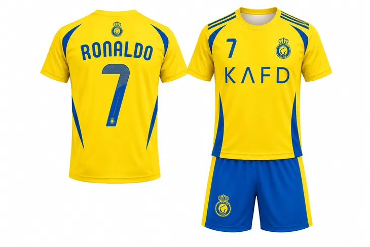 STRÓJ PIŁKARSKI - KOSZULKA SPODENKI - RONALDO AL NASSR rozm. 146 cm
