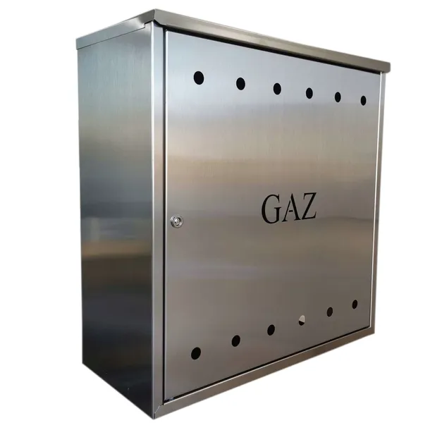 Skrzynka gazowa nierdzewna 60x60x25 bez pleców, Na gazomierz