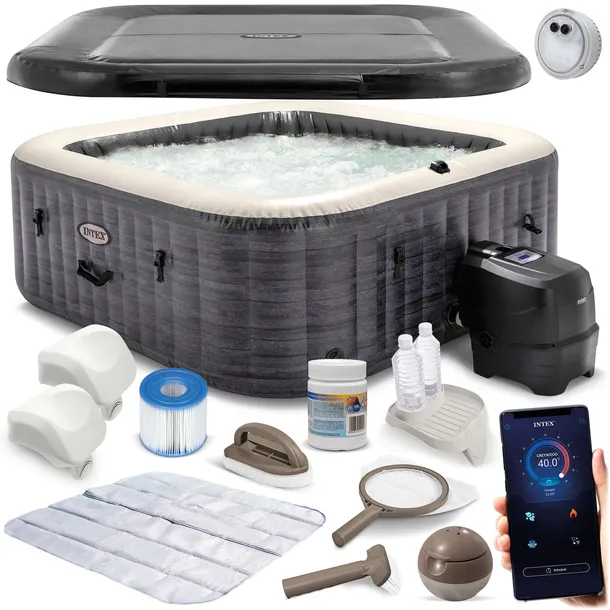 SPA DMUCHANE 4os. HYDROMASAŻ GENERATOR CHLORU INTEX 28450 LED ZESTAW 2026