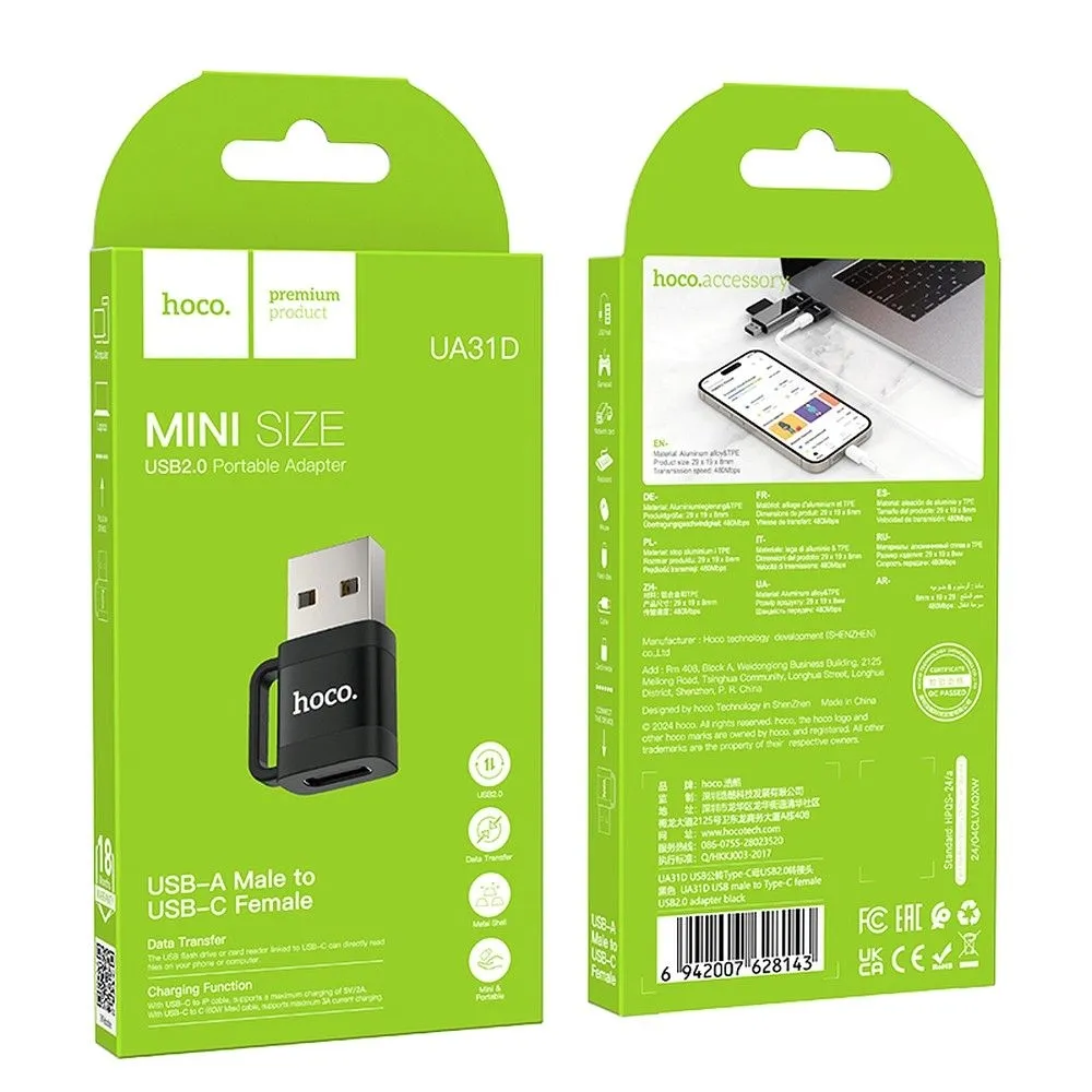 adapter-otg-usb-a-do-usb-c-hoco-3a-ua31d-czarny