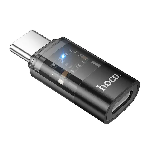adapter-usb-c-do-lightning-hoco-ua36d-transparentny-czarny-marka-hoco