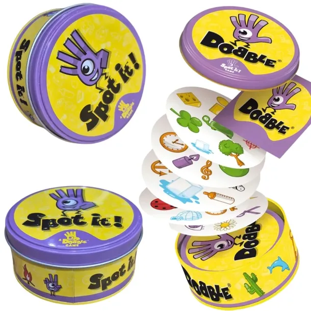 Gra Dobble SPOT IT KARCIANA NA SPOSTRZEGAWCZOŚĆ REFLEKS KARTY 55 KARTY