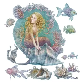 naklejki-na-sciane-set-syrena-ryby-muszle-podwodny-basniowy-swiat-100x88-cm