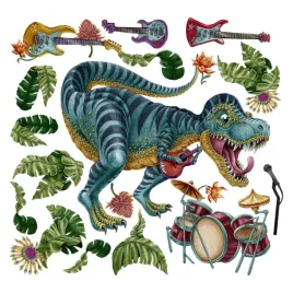 ozdoby-do-pokoju-dziecka-dinozaur-instrumenty-liscie-i-kwiaty-100x148-cm