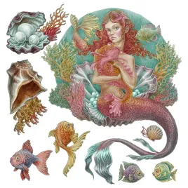 set-naklejek-na-sciane-syrena-ryby-muszle-podwodny-basniowy-swiat-80x79-cm