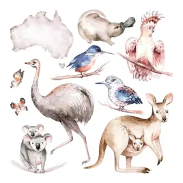 naklejki-na-sciane-samoprzylepne-malowane-zwierzeta-australii-100x126-cm