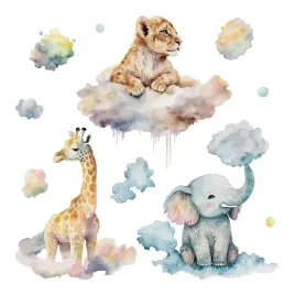 naklejki-na-sciane-malowane-dzikie-zwierzeta-safari-w-chmurach-100x159-cm