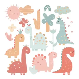 naklejki-ozdobne-pastelowy-swiat-dinozaurow-ilustracja-styl-boho-100x153-cm