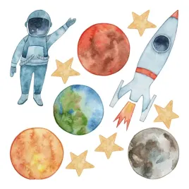 naklejki-na-sciane-set-planety-astronauta-i-rakieta-w-kosmosie-80x143-cm