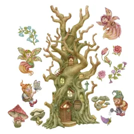 ozdoby-naklejki-lesne-magiczne-stworzenia-wrozki-krasnale-i-domek-80x106-cm
