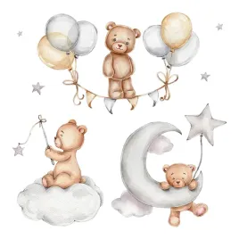 naklejki-bez-tla-urocze-misie-i-balony-na-niebie-styl-akwarela-100x146-cm