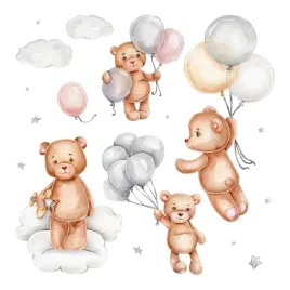 naklejki-dla-dzieci-akwarela-slodkie-misie-z-balonami-w-chmurach-60x90-cm