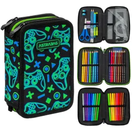 astrabag-pionik-szkolny-trzykomorowy-wyposazenie-kredki-pisaki-game-on