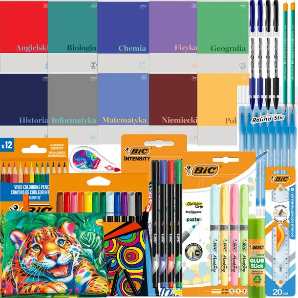 BIC WYPRAWKA SZKOLNA ZESZYTY TEMATYCZNE ZESTAW SZKOLNY klasa 4-8 RĘCZNIK