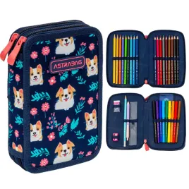 astrabag-piornik-szkolny-dwukomorowy-wyposazenie-kredki-psiaki-dear-corgi