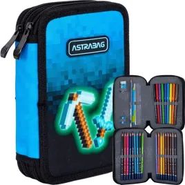astrabag-piornik-szkolny-dwukomorowy-wyposazenie-kredki-flamastry-pixel