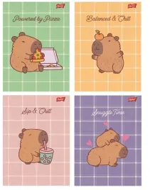 zeszyt-szkolny-a5-32-kartki-linia-dwukolorowa-capybara-mood-4-sztuki