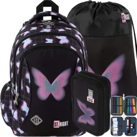 st-right-plecak-szkolny-mlodziezowy-dla-dziewczynki-butterfly-3w1-zestaw