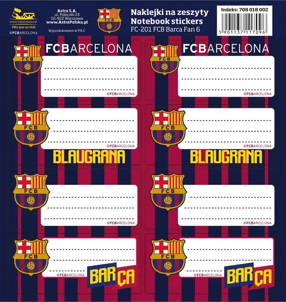 Naklejki na zeszyty FC-201 FC BARCELONA BLAU GRANA