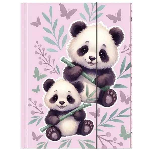 BACKUP TECZKA SZKOLNA Z GUMKĄ A4 PANDA