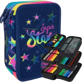 coolpack-piornik-szkolny-trzykomorowy-z-wyposazeniem-kredki-pisaki-stars
