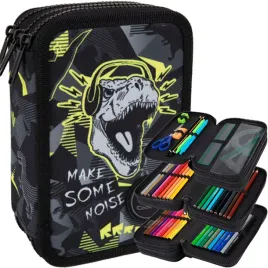 coolpack-piornik-szkolny-trzykomorowy-z-wyposazeniem-kredki-pisaki-dinopark