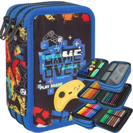coolpack-piornik-szkolny-trzykomorowy-3d-wyposazenie-kredki-pisaki-xplay