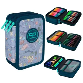 coolpack-piornik-szkolny-trzykomorowy-wyposazenie-kredki-flamastry-liscie