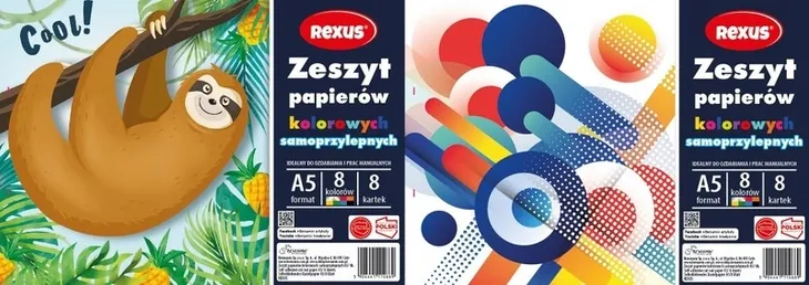 WYCINANKA ZESZYT PAPIERÓW KOLOROWYCH SAMOPRZYLEPNYCH A5 8 kartek