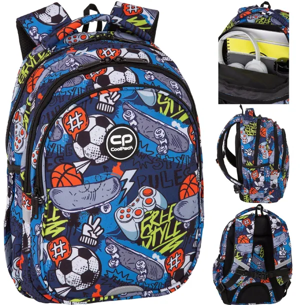 COOLPACK PLECAK SZKOLNY MŁODZIEŻOWY DLA CHŁOPCA SOCCER SKATE HOBBY