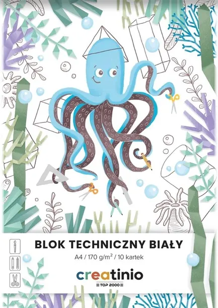 CREATINIO BLOK TECHNICZNY A4 BIAŁY 10 kartek 170G