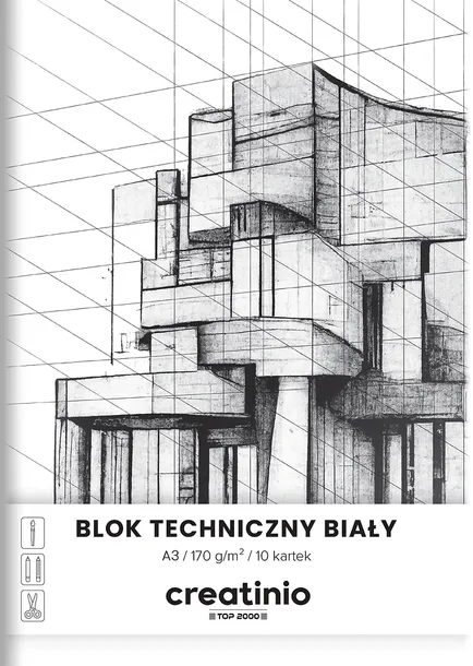 CREATINIO BLOK TECHNICZNY A3 BIAŁY 10 kartek 170G