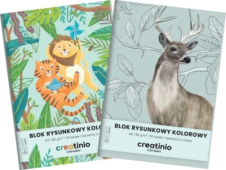 CREATINIO DUŻY BLOK RYSUNKOWY A3 KOLOROWY 10 kartek 80G