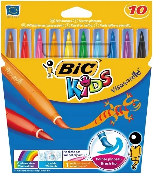 10X BIC FLAMASTRY PISAKI SZKOLNE VISAQUARELE