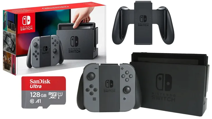 Konsola Nintendo Switch Szary Grey v2 Komplet + 128gb