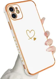 etui-iphone-12-silikonowe-zlote-serce-galwanizowane-blyszczace